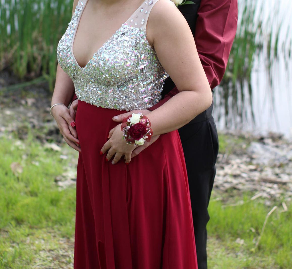 Pictures Feedback from Our Customer for a Burgundy Dress