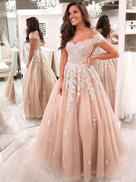 Flowy Champagne Prom Dresses