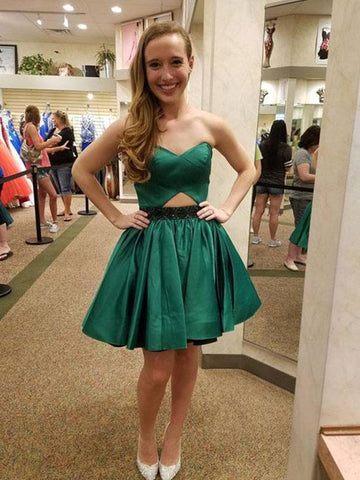 Simple Green Short Prom Dresses, Green Homecoming Dresses, Evening Dresses