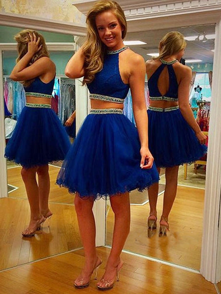 Elegant Two Piece Navy Blue Prom Dress,Graduation Dress Y7063 –  Simplepromdress
