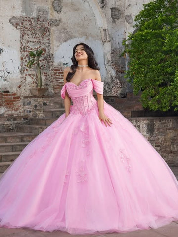 Gorgeous Off the Shoulder Pink Lace Long Prom Dresses, Pink Lace Formal Evening Dresses, Pink Ball Gown SP3358
