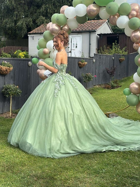 Gorgeous Off the Shoulder Sage Lace Long Prom Dresses, Off Shoulder Sage Formal Dresses, Sage Lace Evening Dresses SP3440