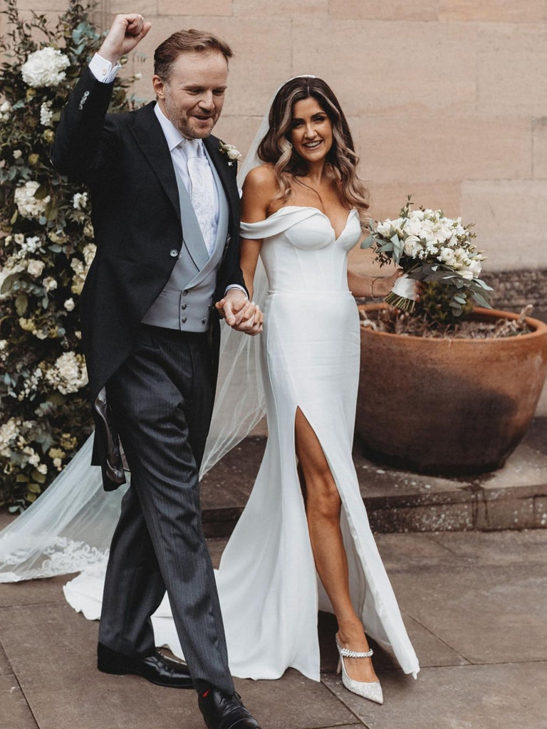 Off Shoulder Mermaid White Long Prom Dresses with High Slit, Mermaid White Formal Dresses, White Evening Dresses SP2835 Off Shoulder Mermaid White Long Prom Dresses with High Slit, Mermaid White Formal Dresses, White Evening Dresses SP2835