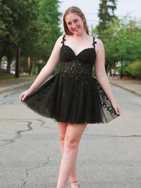 Off the Shoulder Pink/Black Lace Short Prom Dresses, Pink/Black Lace Homecoming Dresses, Lace Formal Evening Dresses SP3269