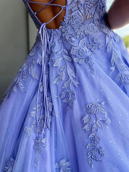 Open Back Blue Lace Long Prom Dresses with Pocket, Blue Lace Formal Dresses, Long Blue Evening Dresses SP2809