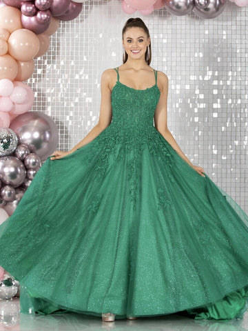 Shiny A Line Green Lace Long Prom Dresses, Long Green Lace Formal Dresses, Green Evening Dresses SP3057