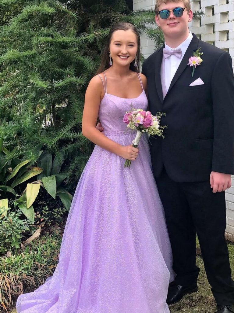 Simple A Line Spaghetti Straps Lilac Long Prom Dresses, Shiny Lilac Fo Shiny Party Simple A Line Spaghetti Straps Lilac Long Prom Dresses, Shiny Lilac Fo Shiny Party