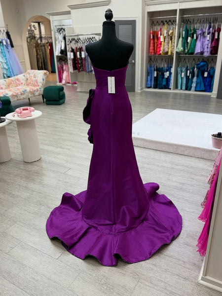 Strapless Mermaid Purple Satin Long Prom Dresses, Mermaid Purple Formal Dresses, Purple Evening Dresses SP3381