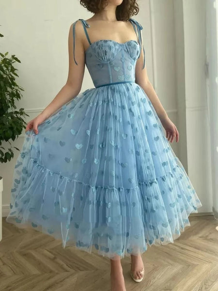 Sweetheart Neck Blue Lace Short Prom Dresses, Blue Lace Homecoming Dresses, Blue Formal Evening Dresses SP2730