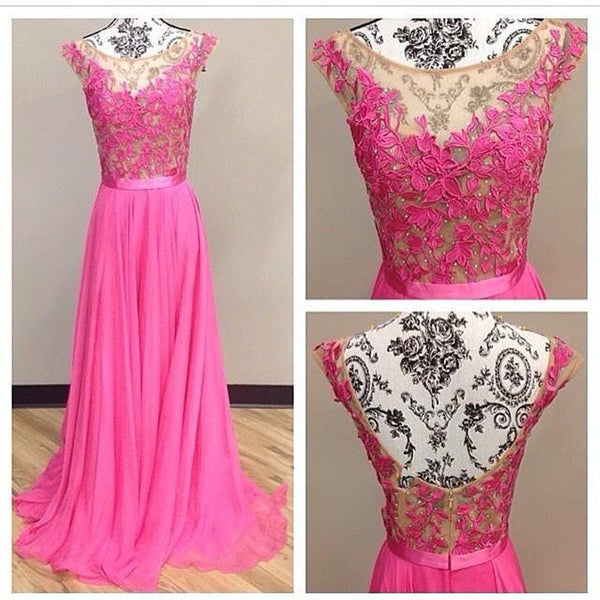 Custom Made A Line Round Neck V Neck Back Lace Prom Dress, Formal Dress, Bridesmaid Dress