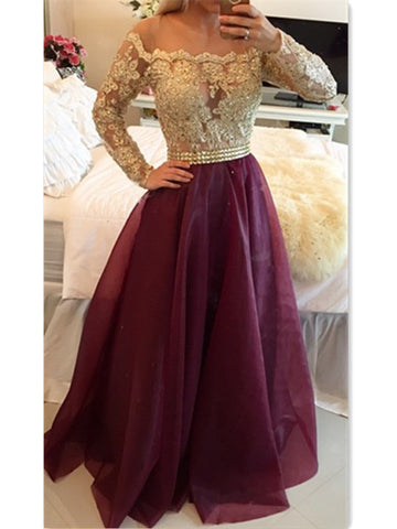 Elegant Sweetheart Neck Lace Burgundy Prom Dresses，Lace Wine Red