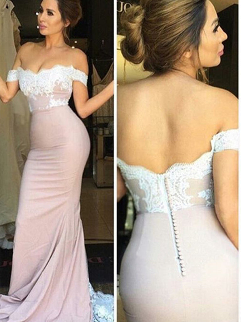 Custom Made Off Shoulder Lace Mermaid Prom Dress, Lace Mermaid Formal Dress, Bridesmaid Dress