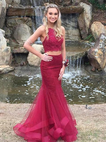 Elegant Red A Line Prom Dress 2020 Deep V Neck, High Slit Evening Gown With  Long Flowing Skirt From Aiyawedding, $111.26