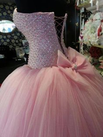 Custom Made Pink Prom Dresses, Pink Ball Gown Dresses
