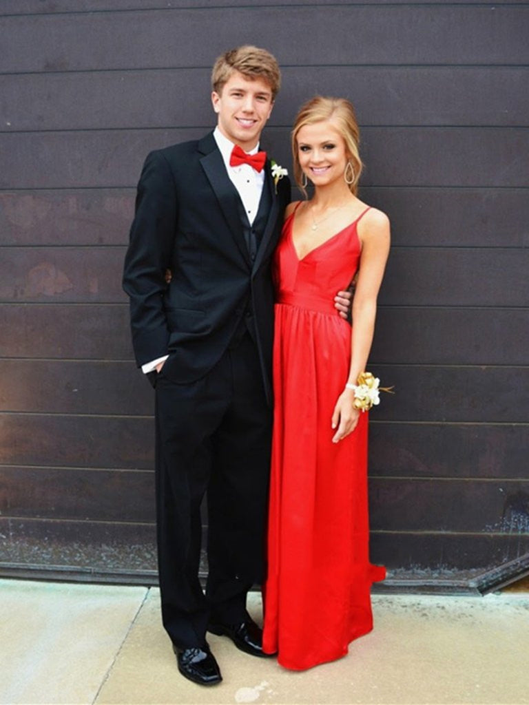 A Line V Neck Red Backless Prom Dress, Red Backless Formal Dress, Graduation Dress A Line V Neck Red Backless Prom Dress, Red Backless Formal Dress, Graduation Dress