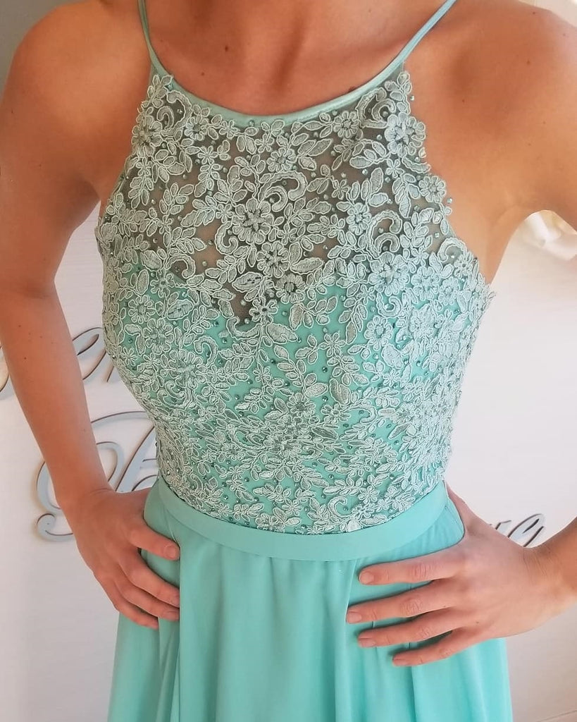 A Line Long Aqua Lace Prom Dresses, Aqua Lace Formal Graduation Evening Dresses A Line Long Aqua Lace Prom Dresses, Aqua Lace Formal Graduation Evening Dresses