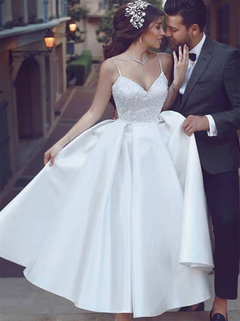 A Line V Neck Ankle Length Lace White Prom Weding Dresses, V Neck Lace White Formal Dresses, White Lace Evening Dresses A Line V Neck Ankle Length Lace White Prom Weding Dresses, V Neck Lace White Formal Dresses, White Lace Evening Dresses
