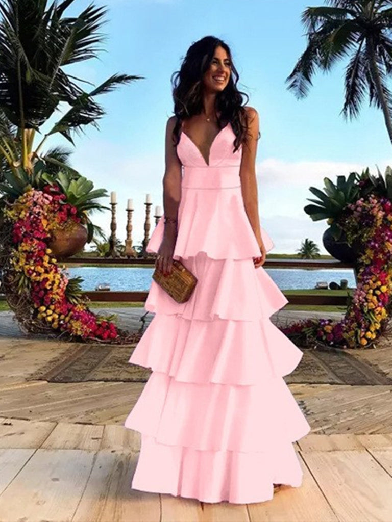 A Line V Neck Backless Navy Blue/Pink Long Prom Dresses, Backless Navy Shiny Party A Line V Neck Backless Navy Blue/Pink Long Prom Dresses, Backless Navy Shiny Party