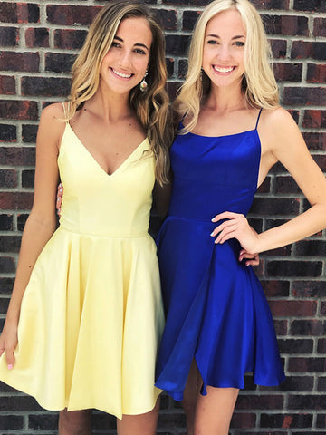 V Neck Two Pieces Backless Beaded Yellow Lace Long Prom Dresses, 2