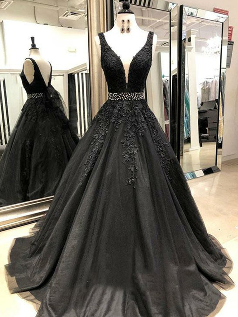 Black Strapless Prom Dresses A-Line Evening Dress FD3138 – Viniodress