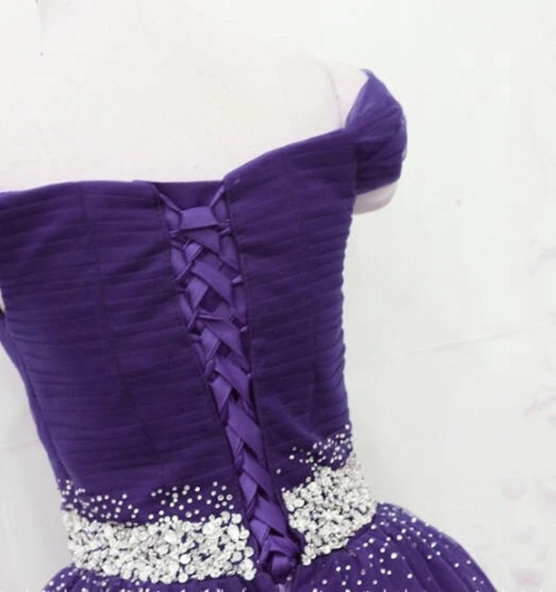 Charming Off Shoulder Dark Purple Tulle Long Prom Dresses with Sequins Shiny Party Charming Off Shoulder Dark Purple Tulle Long Prom Dresses with Sequins Shiny Party
