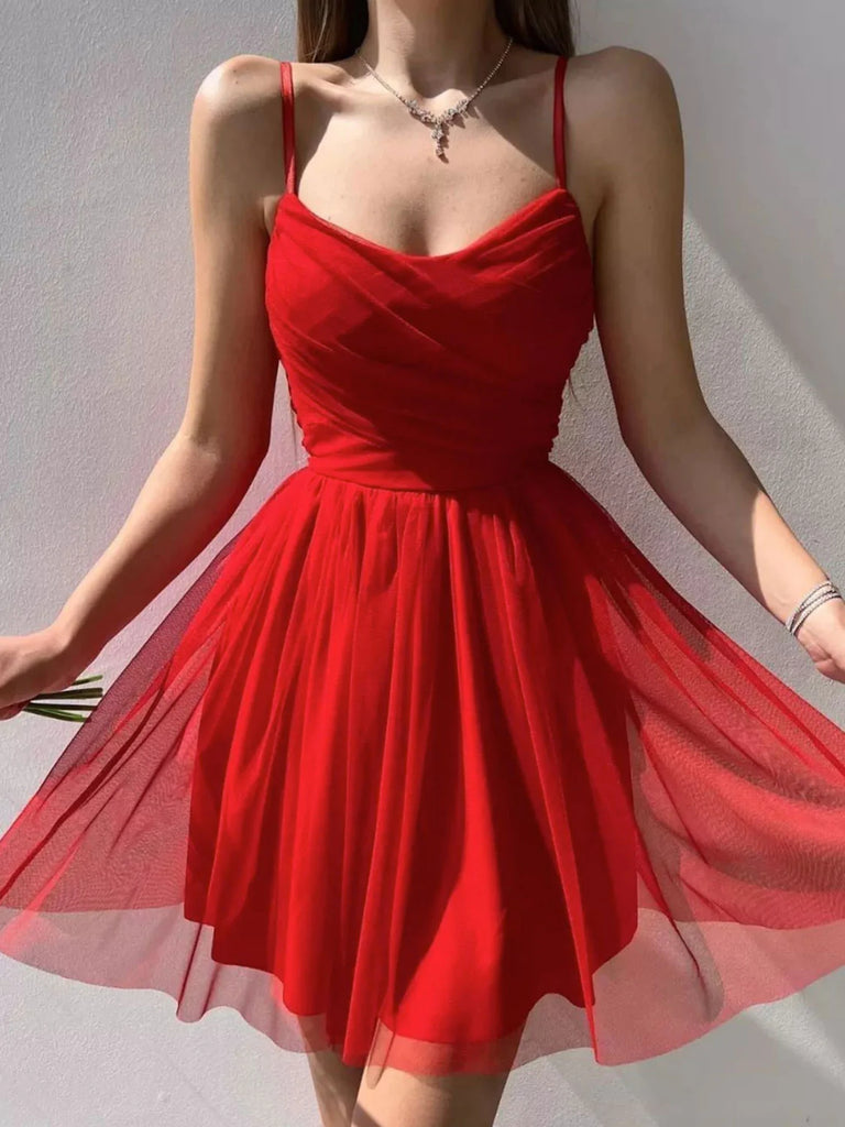 Charming Red Short Prom Homecoming Dresses, Short Red Formal Graduation Evening Dresses SP2422