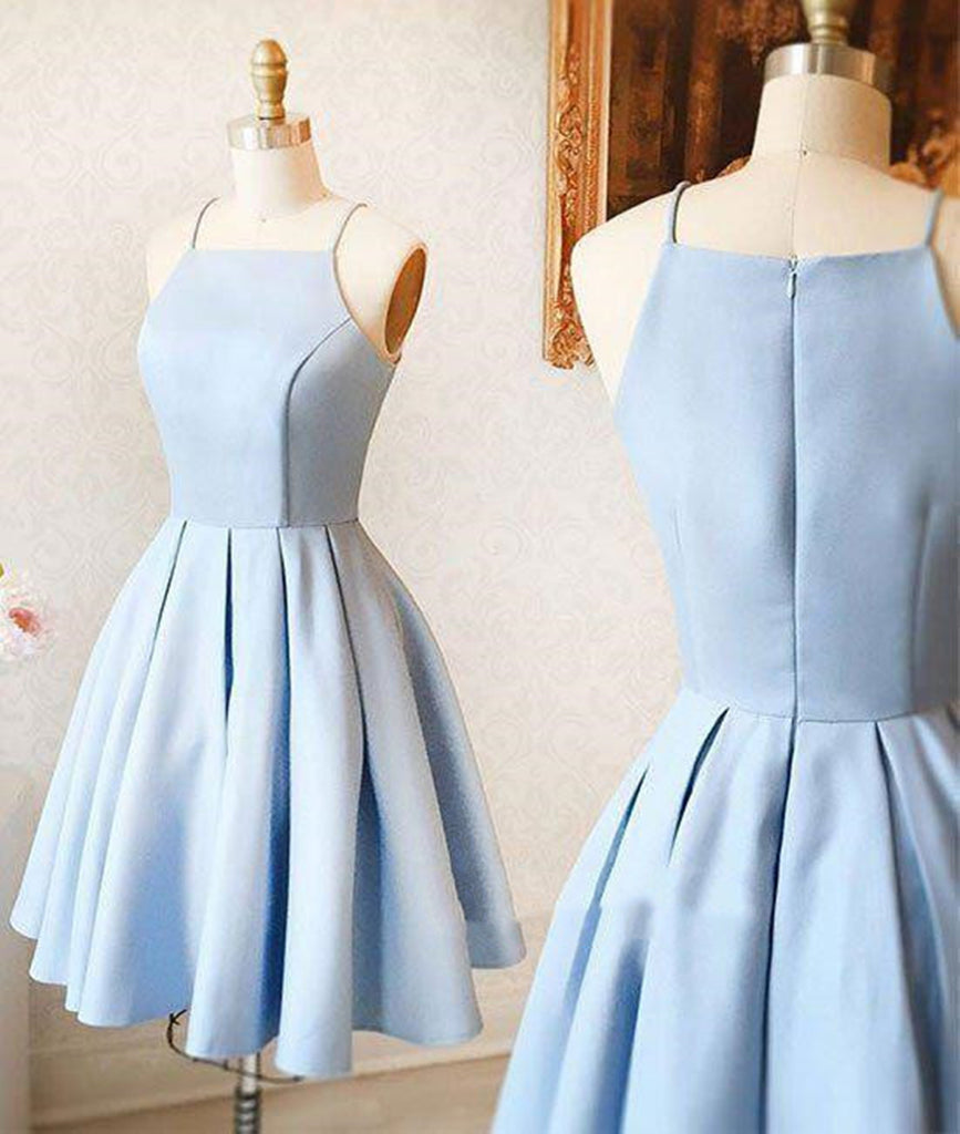 Custom Made A Line Light Blue Short Prom Dress, Short Blue Homecoming