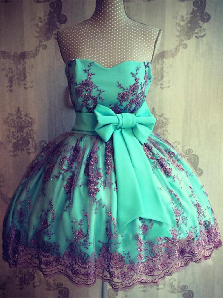 Custom Made Colorful Short Lace Prom Dresses, Lace Graduation Dresses, Shiny Party Custom Made Colorful Short Lace Prom Dresses, Lace Graduation Dresses, Shiny Party