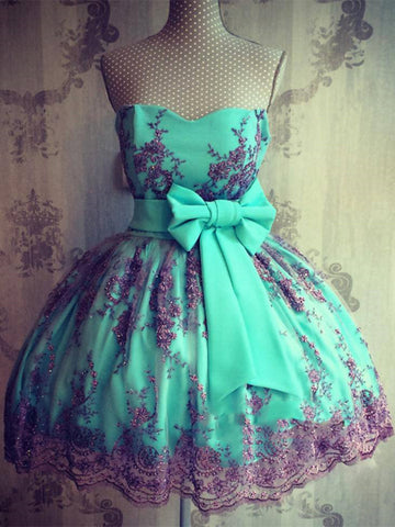 Custom Made Colorful Short Lace Prom Dresses, Lace Graduation Dresses, Homecoming Dresses