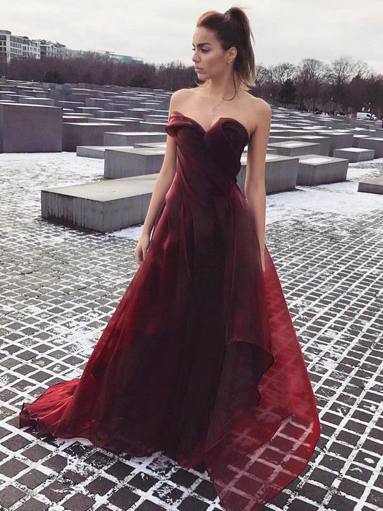 Custom Made Sweetheart Neck Maroon Prom Dress with Train, Maroon Forma Shiny Party Custom Made Sweetheart Neck Maroon Prom Dress with Train, Maroon Forma Shiny Party