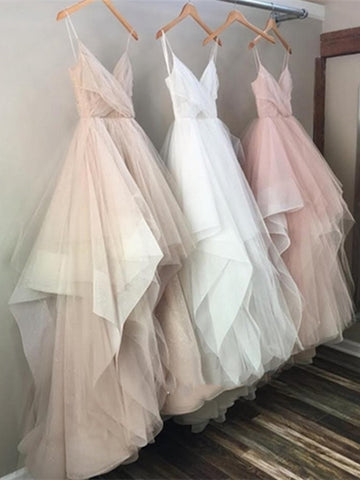 Custom Made Champagne Prom Dress, White Prom Dress, Pink Prom Dress, Champagne\White\Pink Wedding Dress, Champagne\White\Pink Formal Dress