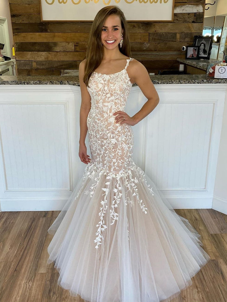 champagne dress mermaid Ballbella One Shoulder Champagne Prom Dress Mermaid Slit Long