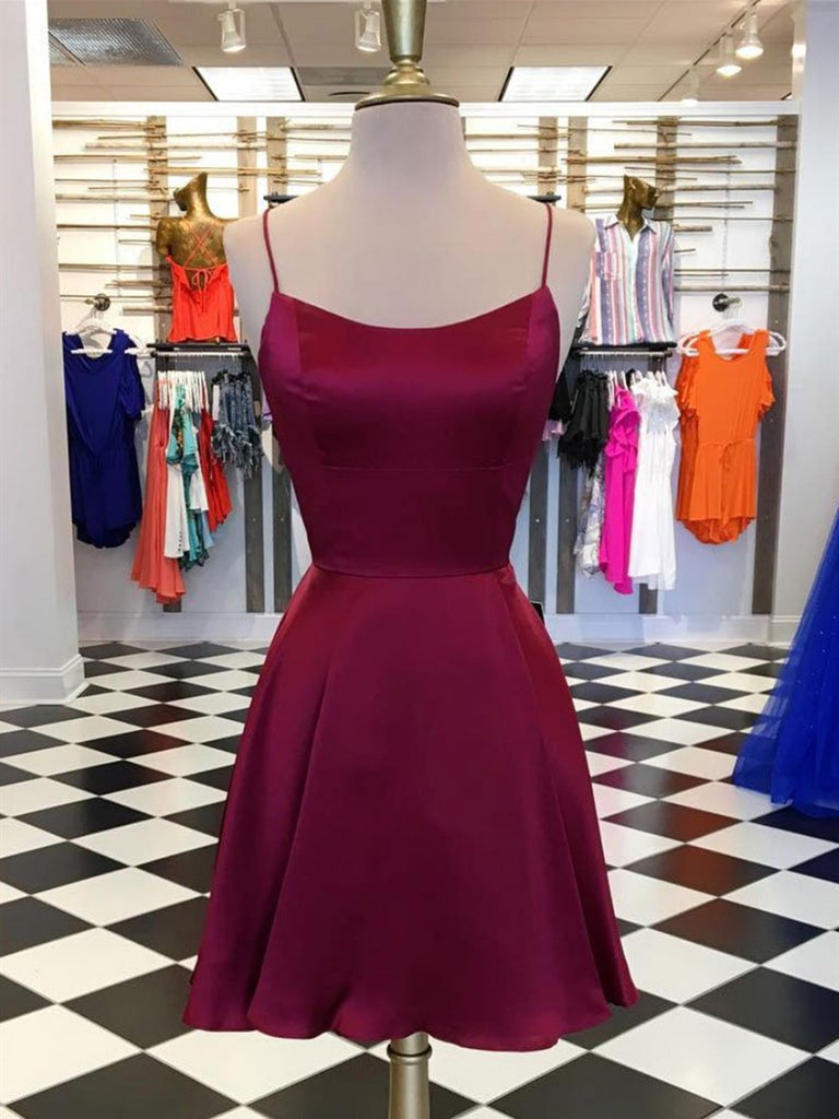 Cute Backless Burgundy Short Prom Dresses, Chic Burgundy Homecoming Dr Shiny Party Cute Backless Burgundy Short Prom Dresses, Chic Burgundy Homecoming Dr Shiny Party