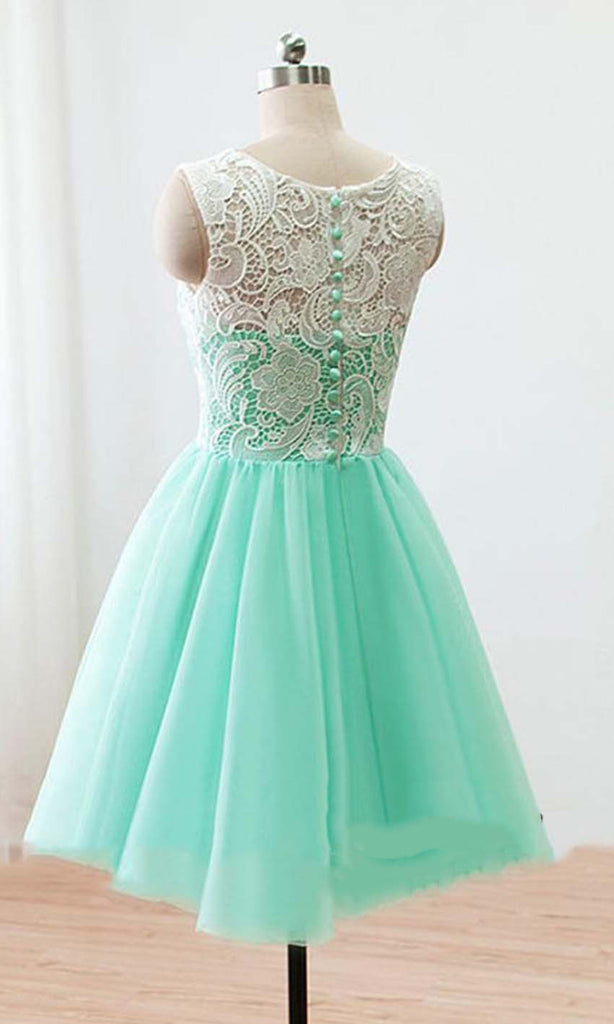 A Line Round Neck Short Green/Yellow/Blue Lace Prom Dress, Short Lace Shiny Party A Line Round Neck Short Green/Yellow/Blue Lace Prom Dress, Short Lace Shiny Party