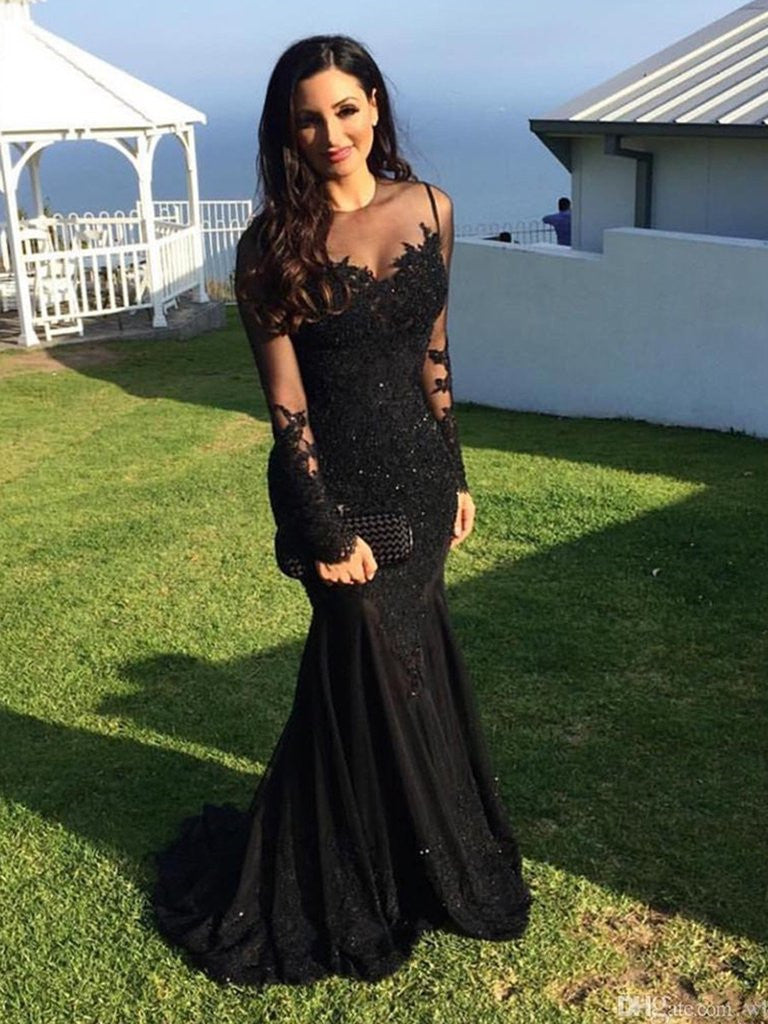 Sexy Backless Black Sequin Fit-and-flare Prom Gown - Xdressy