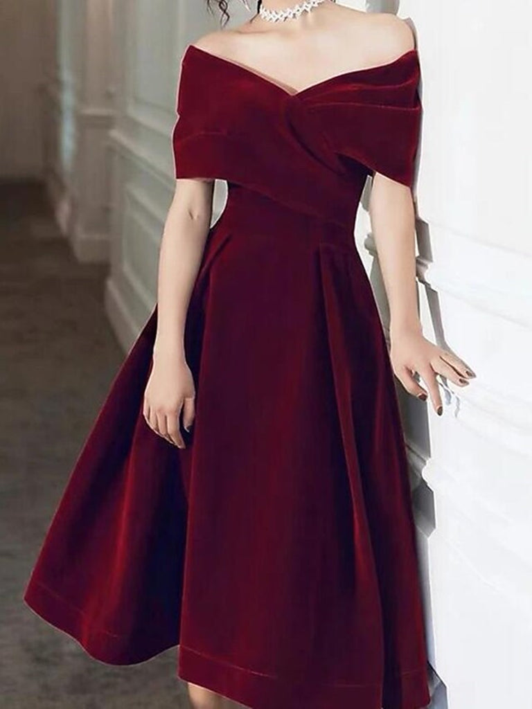 Burgundy Velvet Dress Short Discount | bellvalefarms.com