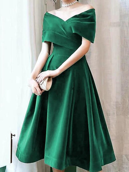 Off Shoulder Green/Burgundy Velvet Short Prom Homecoming Dresses, Green/Burgundy Velvet Formal Graduation Evening Dresses SP2186