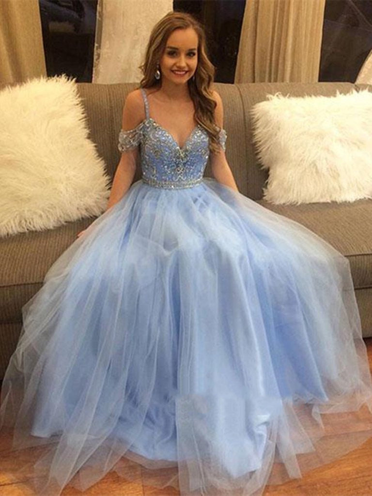 Off Shoulder Tulle Light Blue Prom Dress, Light Blue Formal Dress, Off Shoulder Graduation Dress Off Shoulder Tulle Light Blue Prom Dress, Light Blue Formal Dress, Off Shoulder Graduation Dress