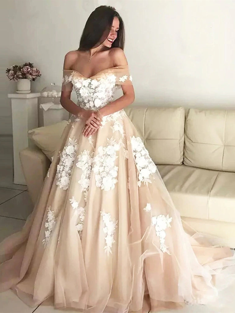 Off-Shoulder Wedding Dress with Shimmer | Stella York Wedding Dresses