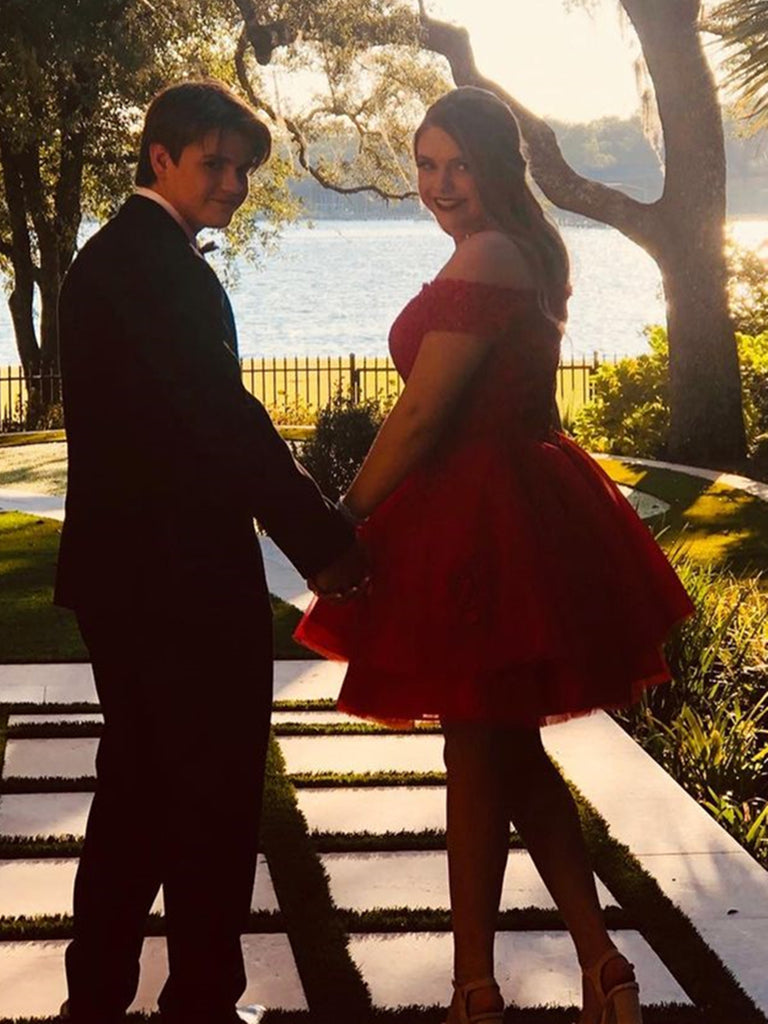 short black and red prom dress Black And Red Flowers Short Prom Party Dress V-neck Sleeveless
