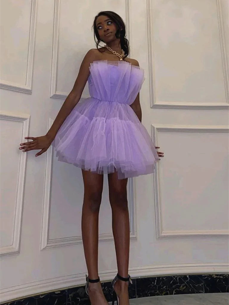 Princess Purple Tulle Short Prom Homecoming Dresses, Short Lilac Formal Graduation Evening Dresses SP2447 Princess Purple Tulle Short Prom Homecoming Dresses, Short Lilac Formal Graduation Evening Dresses SP2447