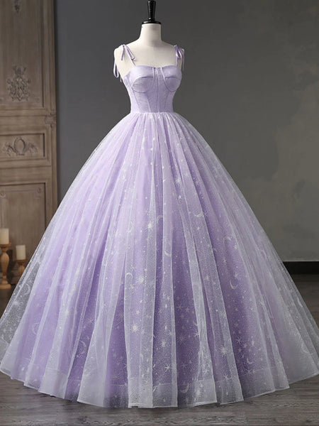 Purple/Light Blue Lace Tulle Long Prom Dresses, Purple/Light Blue Formal Evening Dresses, Ball Gown SP2646