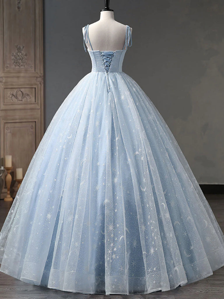Purple/Light Blue Lace Tulle Long Prom Dresses, Purple/Light Blue Form Shiny Party Purple/Light Blue Lace Tulle Long Prom Dresses, Purple/Light Blue Form Shiny Party