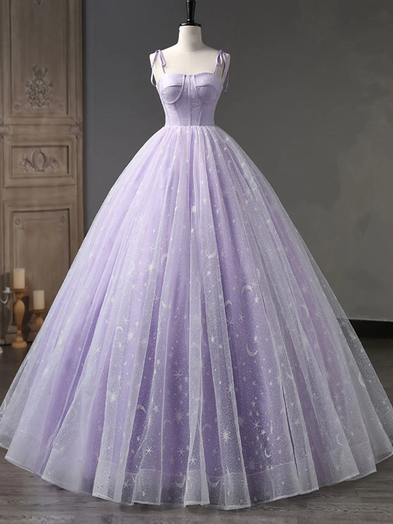 Light Purple Embellished Georgette Gown With Belt