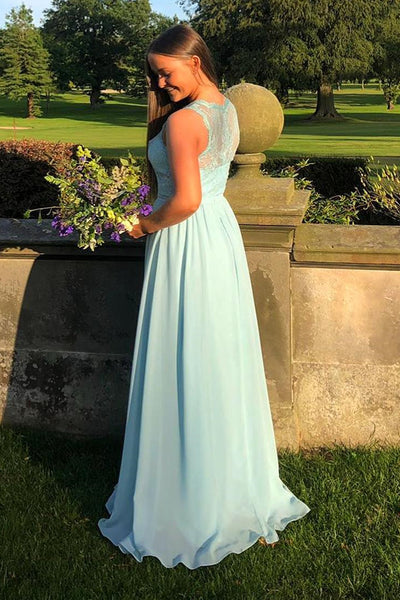 Round Neck Mint Green Lace Long Prom Dresses, Long Green Lace Formal Dresses, Green Evening Dresses