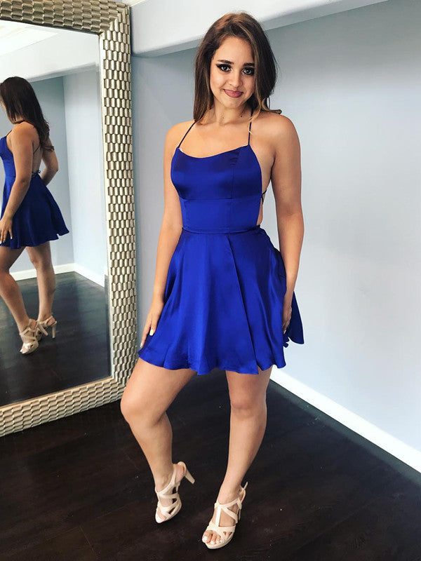 Round Neck Royal Blue Short Prom Dresses, Royal Blue Homecoming Dresse Shiny Party Round Neck Royal Blue Short Prom Dresses, Royal Blue Homecoming Dresse Shiny Party