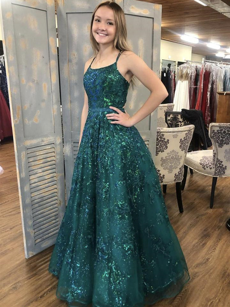 Shiny Sequins Green Lace Long Prom Dresses, Green Lace Formal Dresses, Shiny Party Shiny Sequins Green Lace Long Prom Dresses, Green Lace Formal Dresses, Shiny Party