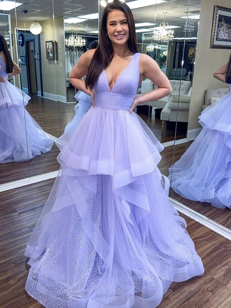 Shiny V Neck Purple Long Prom Dresses, Stylish Purple Formal Dresses, Shiny Party Shiny V Neck Purple Long Prom Dresses, Stylish Purple Formal Dresses, Shiny Party