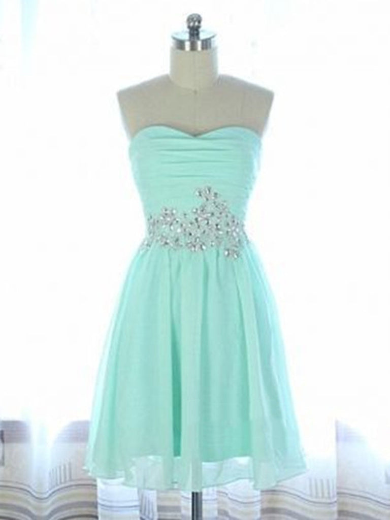 A Line Sweetheart Neck Short Light Blue Prom Dress, Homecoming Dress, Graduation Dress, Light Blue Bridesmaid Dress