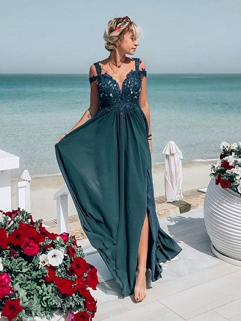 Simple Off Shoulder Lace Dark Green Prom Dresses, Off the Shoulder Lac Shiny Party Simple Off Shoulder Lace Dark Green Prom Dresses, Off the Shoulder Lac Shiny Party